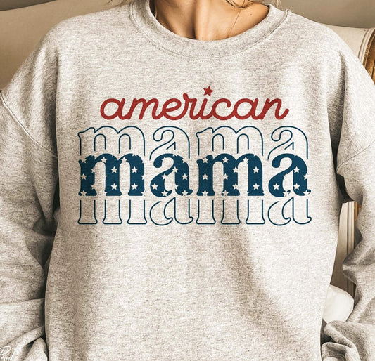 American Mama (Stacked) T-Shirt or Crew Sweatshirt