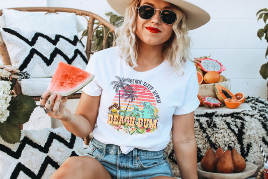 Beach Bum: Beach Sleep Repeat T-Shirt or Crew Sweatshirt