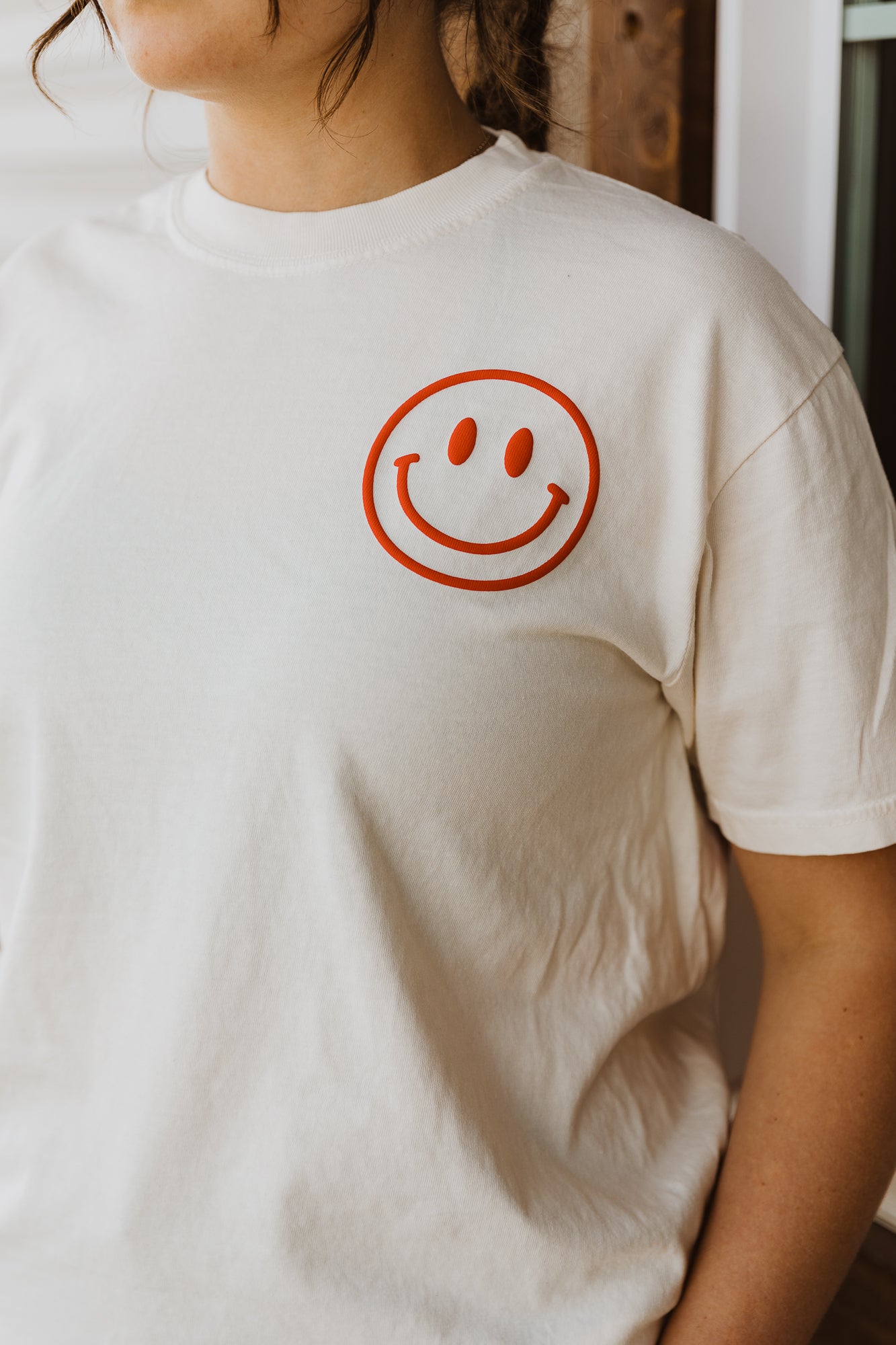 Smile (Stacked) Smiley Front/Back Puff Paint Tee