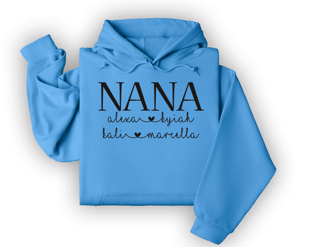 Custom Mother's Hearts and Names Tee, Crew Sweatshirt, or Hoodie