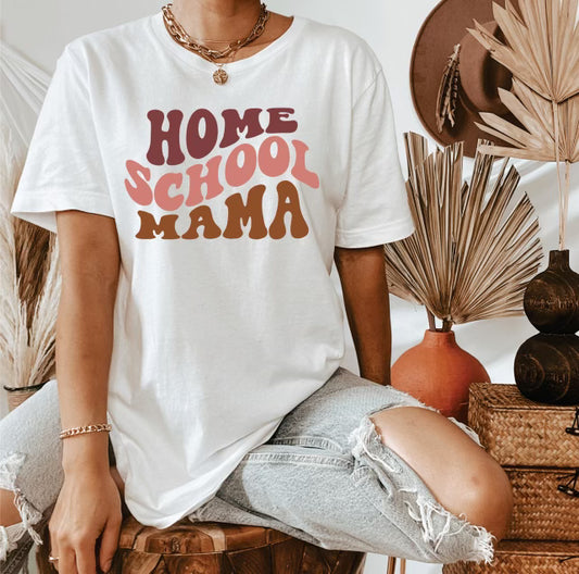 Home School Mama Retro Wavy T-Shirt or Crew Sweatshirt