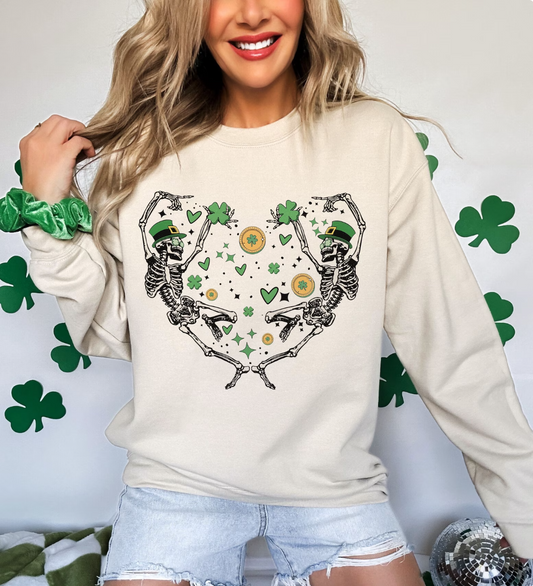 St. Patrick's Skeletons Dancing Crew Sweatshirt