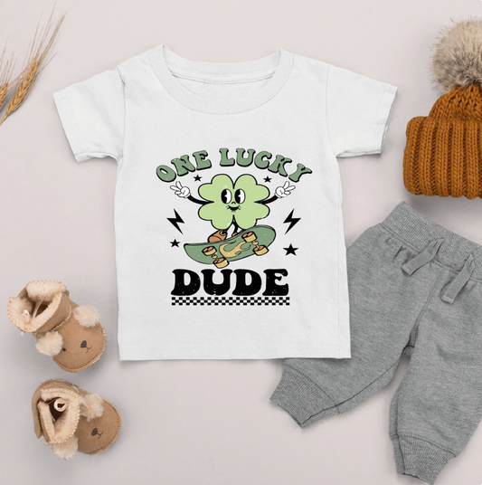 One Lucky Dude 4 Leaf Clover Skateboarding Tee