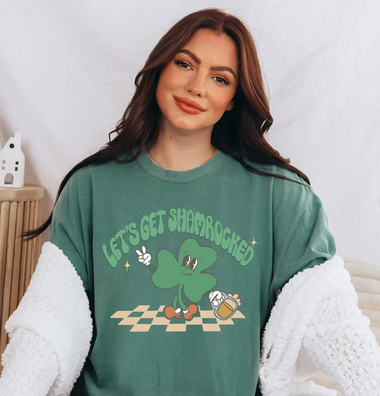 Let's Get Shamrocked Cartoon Clover With Beer Tee