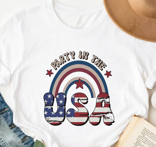 Party In The USA Rainbow T-Shirt or Crew Sweatshirt