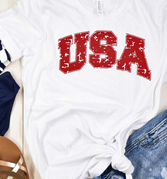 USA Distressed T-Shirt or Crew Sweatshirt