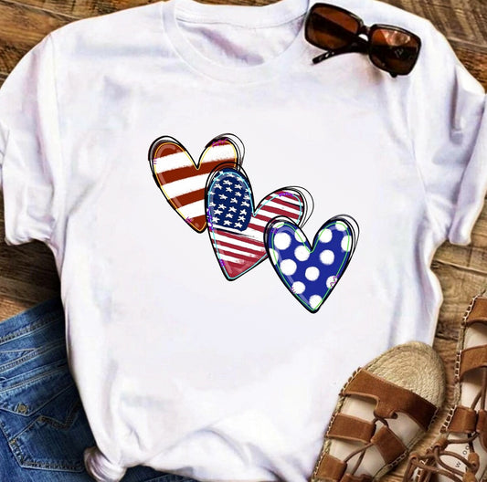 3 Patriotic Hearts T-Shirt or Crew Sweatshirt
