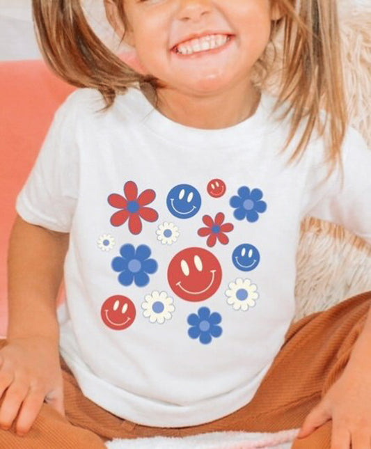 Patriotic Flowers & Smileys Tee