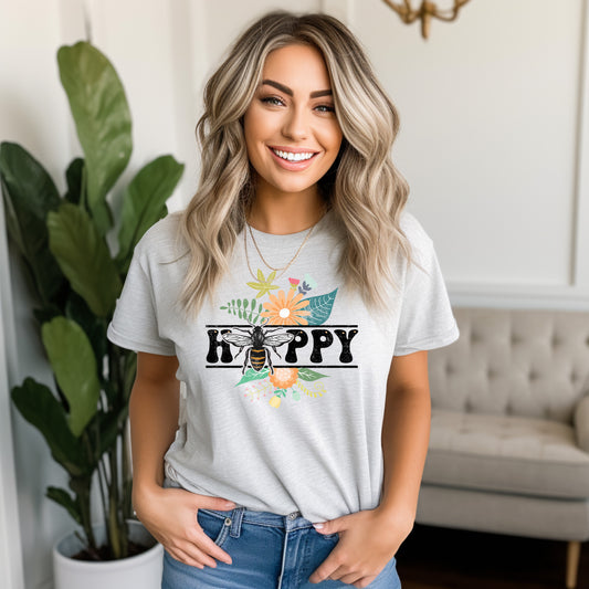 Bee Happy Floral T-Shirt or Crew Sweatshirt