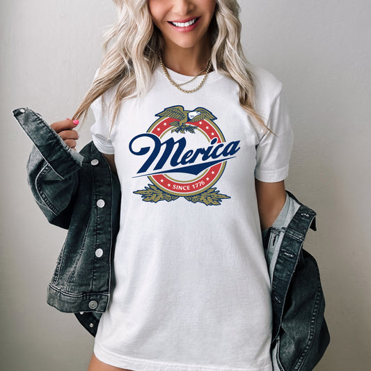 Merica Since 1776 Beer T-Shirt or Crew Sweatshirt