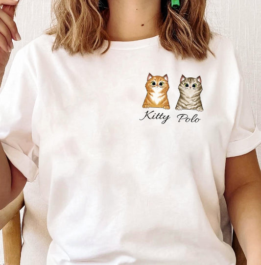 Cat Mom Pocket Personalized T-Shirt or Crew Sweatshirt