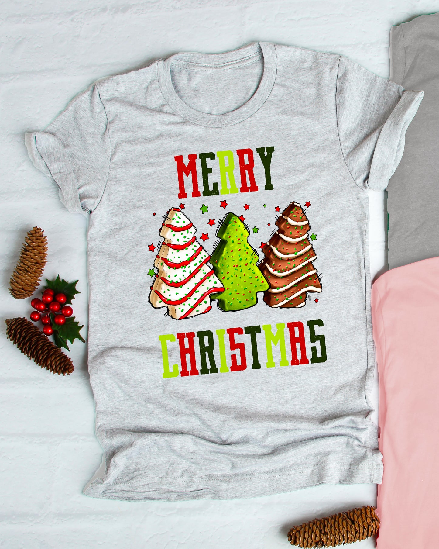 Merry Christmas 3 Christmas Tree Cakes Tee
