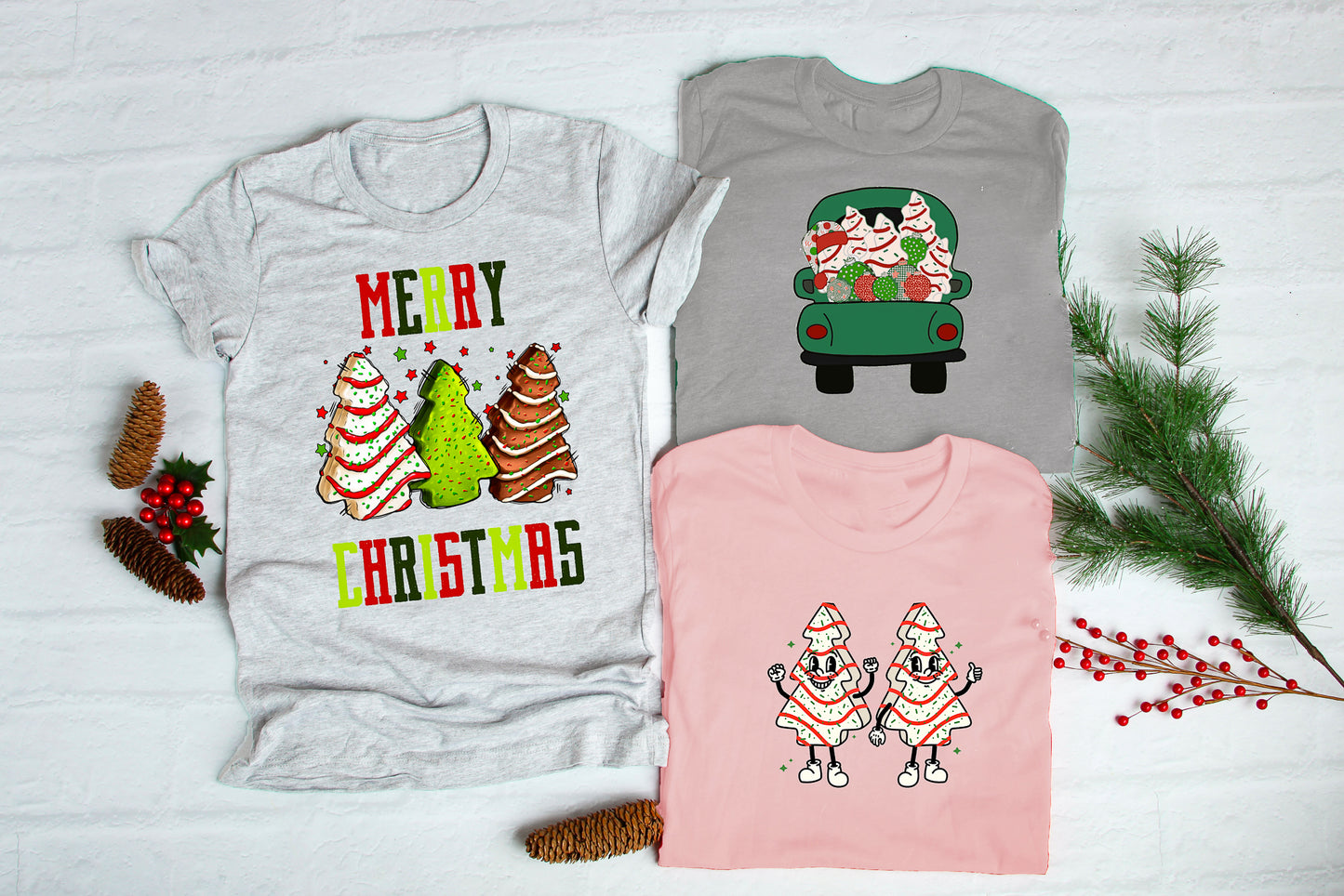 Merry Christmas 3 Christmas Tree Cakes Tee