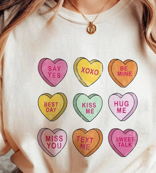 9 Conversation Hearts Crew Sweatshirt