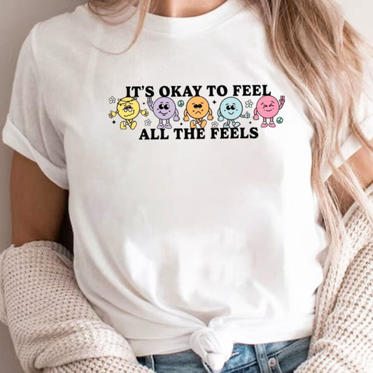 It's Okay To Feel All The Feels Cartoon Tee