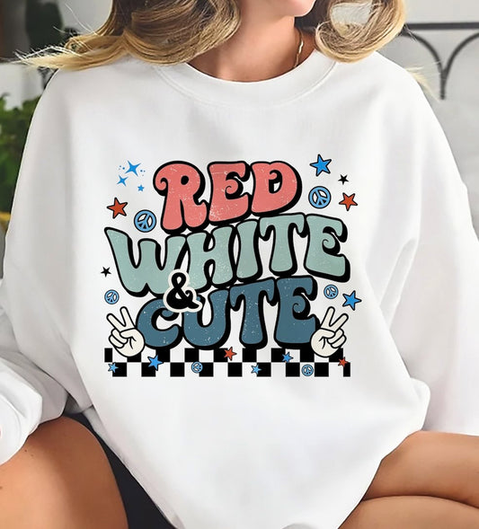 Red White & Cute T-Shirt or Crew Sweatshirt
