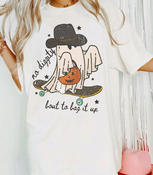 *No Diggity Bout To Bag It Up Skateboarding Ghost T-Shirt or Crew Sweatshirt