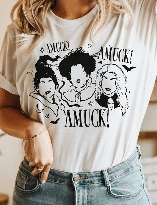 Amuck! Amuck! Amuck! 3 Witches T-Shirt or Crew Sweatshirt