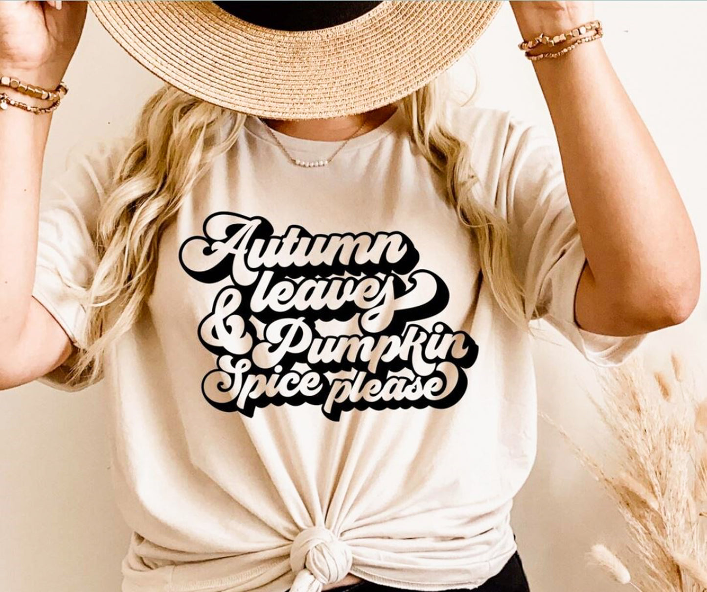 Autumn Leaves & Pumpkin Spice Please Retro T-Shirt Crew Sweatshirt