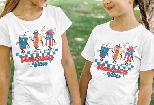 America Vibes Soda Hotdog & Firework Tee/Bodysuit