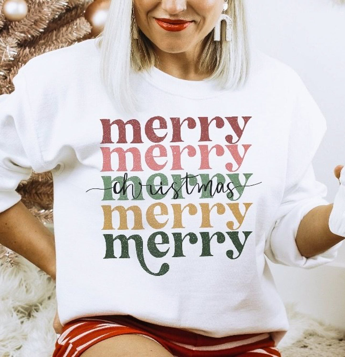 Merry (Stacked) Christmas Crew Sweatshirt