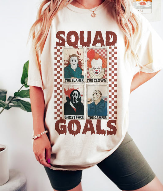 Squad Goals: 4 Horror Movie Villains T-Shirt or Crew Sweatshirt