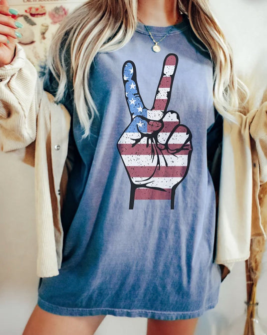 Patriotic Peace Sign T-Shirt or Crew Sweatshirt