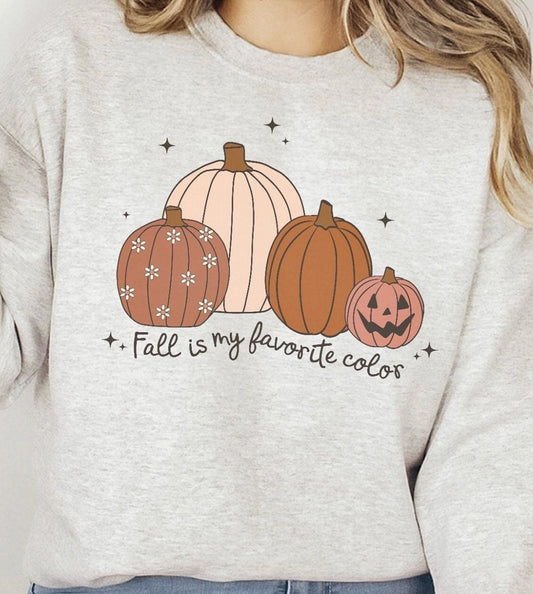 Fall Is My Favorite Colors With Pumpkins T-Shirt Crew Sweatshirt
