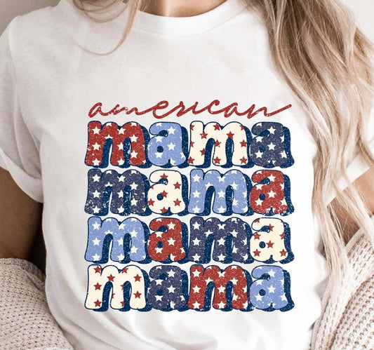 American Mama Retro (Stacked) T-Shirt or Crew Sweatshirt