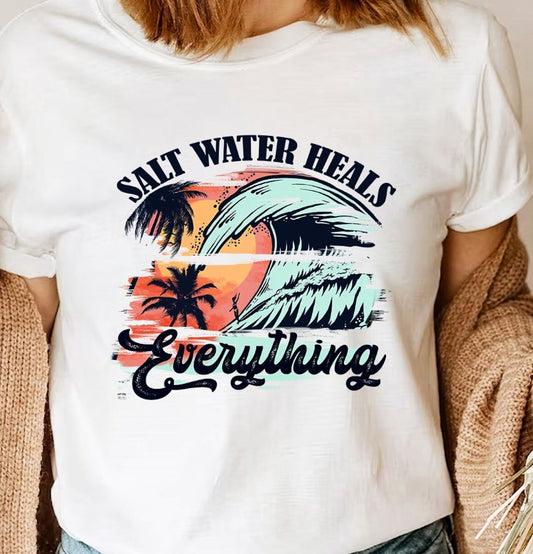 Salt Water Heals Everything Wave Scene T-Shirt or Crew Sweatshirt
