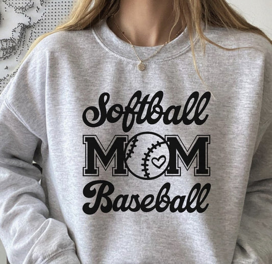 Softball/Baseball Mom T-Shirt or Crew Sweatshirt
