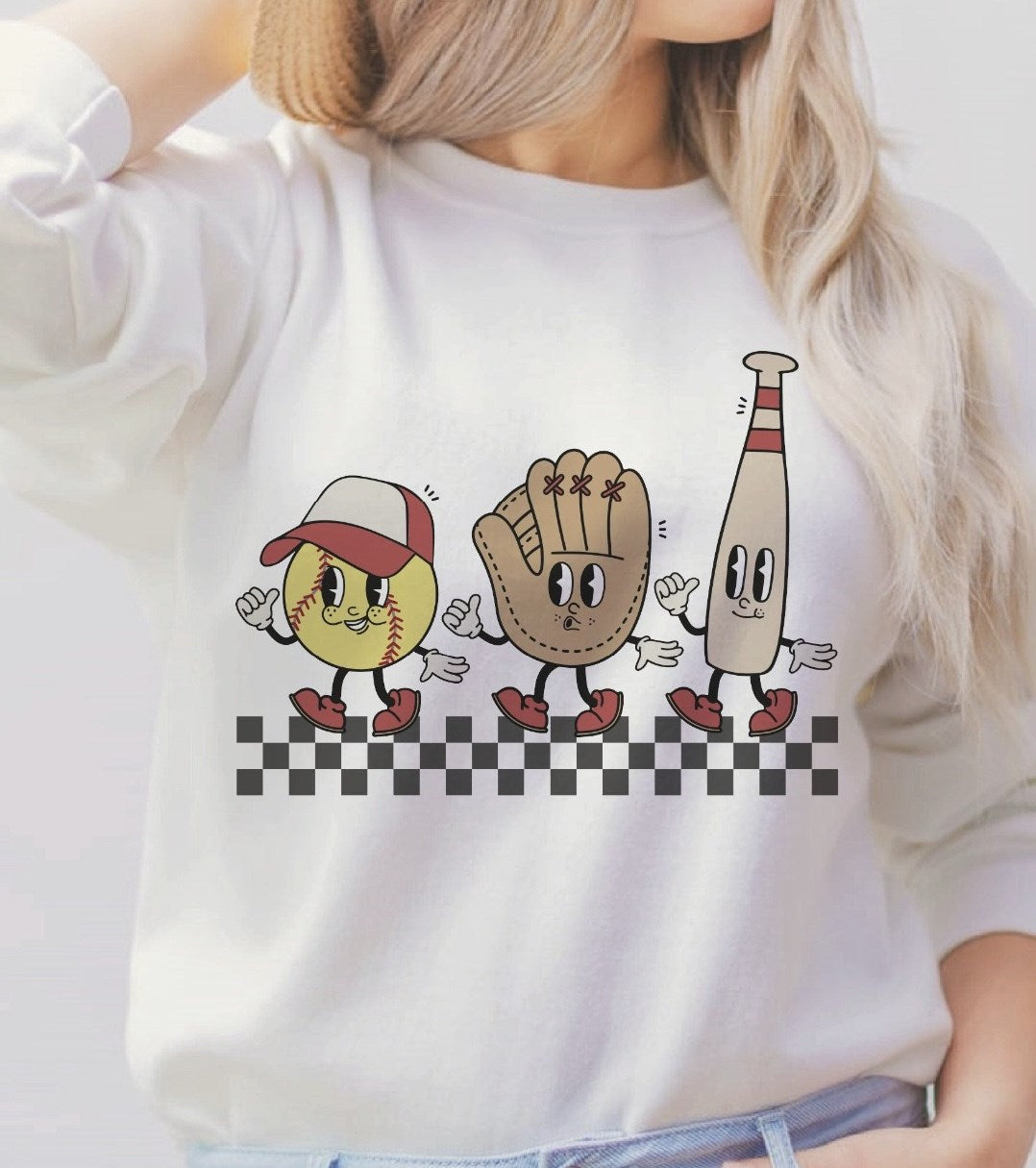 Softball Glove & Bat Crew Sweatshirt