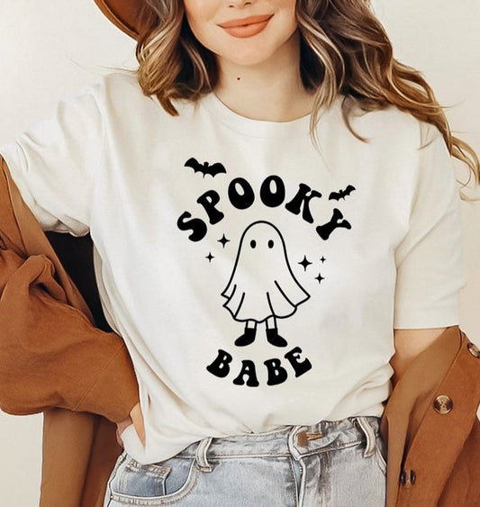 Spooky Babe Ghost T-Shirt or Crew Sweatshirt