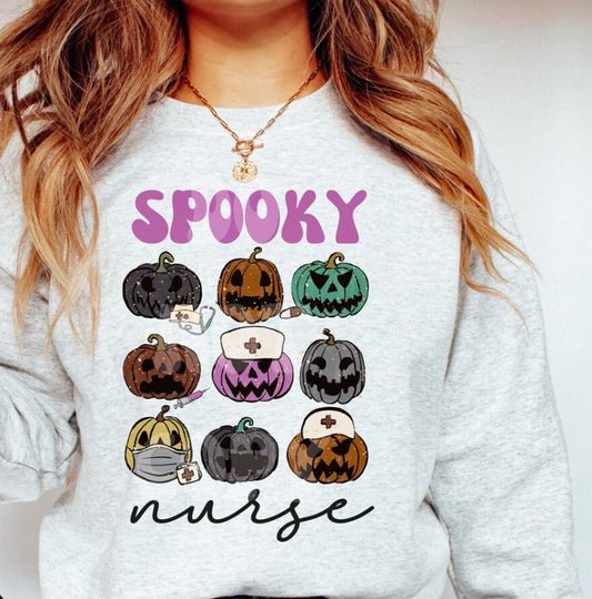 Spooky Nurse 9 Jack-O-Lantern Nurses T-Shirt or Crew Sweatshirt
