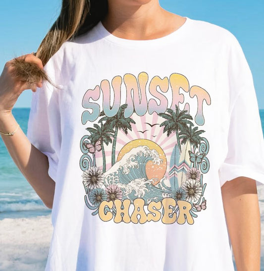 Sunset Chaser Beach Scene T-Shirt or Crew Sweatshirt