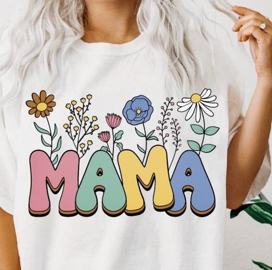 Mama With Flowers T-Shirt or Crew Sweatshirt