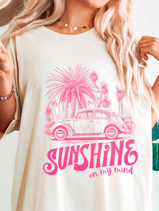 Sunshine On My Mind Bug & Palm Tree T-Shirt or Crew Sweatshirt