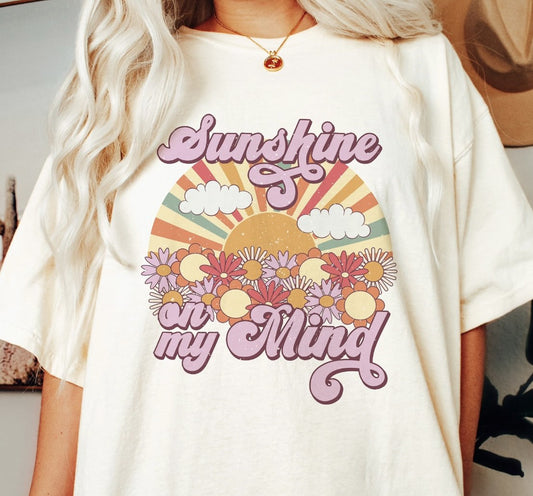 Sunshine On My Mind Distressed T-Shirt or Crew Sweatshirt