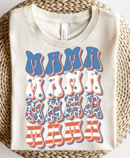 Retro Patriotic Mama (Stacked) T-Shirt or Crew Sweatshirt