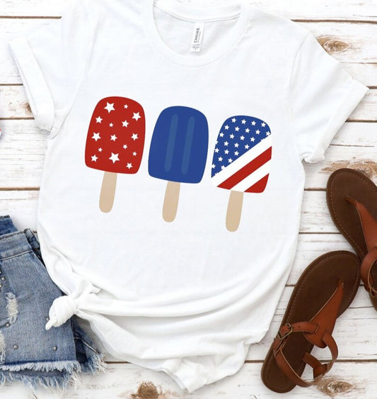 3 Patriotic Popsicles T-Shirt or Crew Sweatshirt