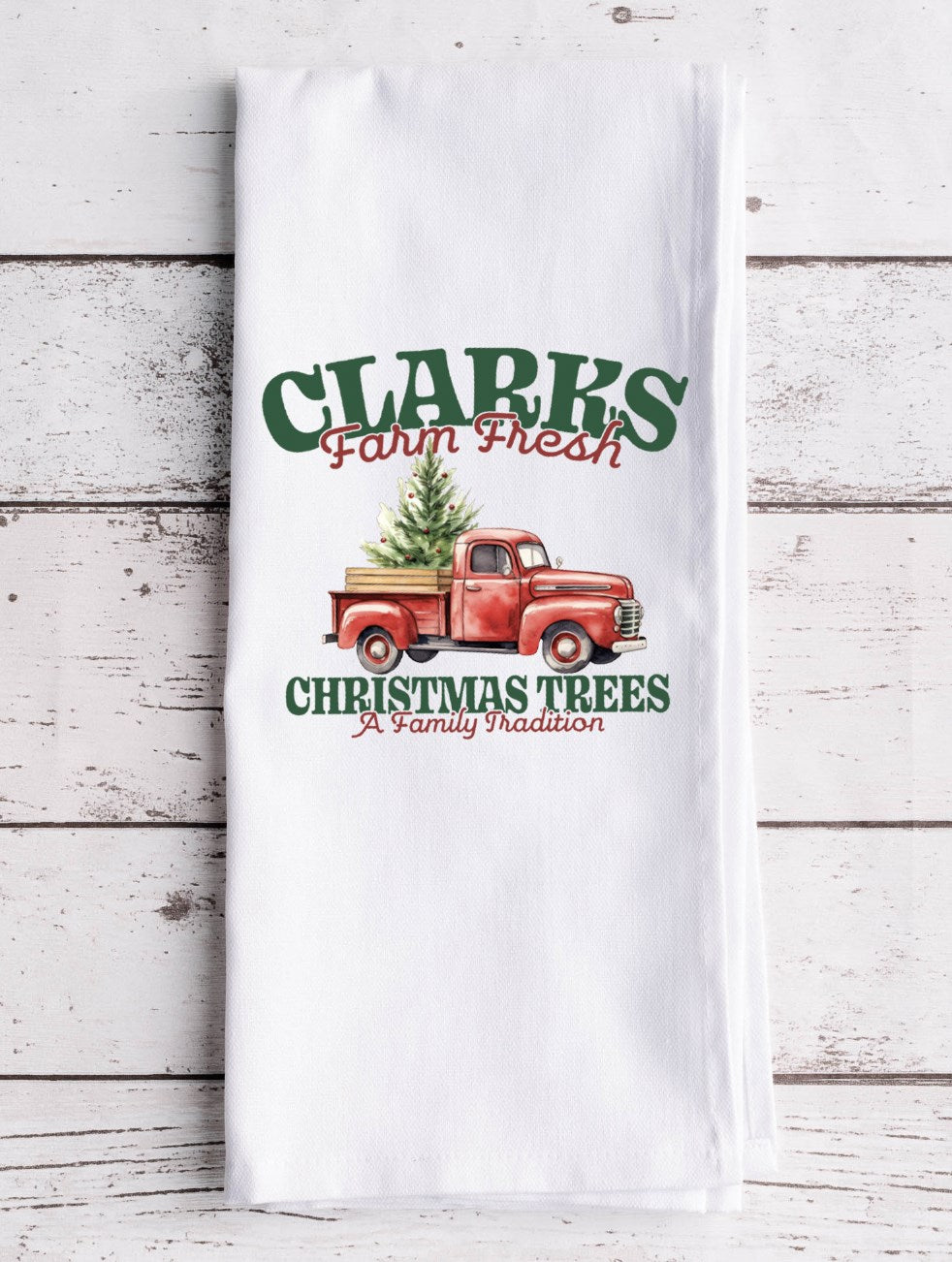 Personalized Vintage Family Christmas Tree Tea Towels