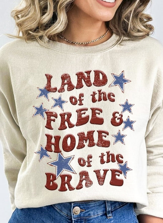 *Land Of The Free & Home Of The Brave T-Shirt or Crew Sweatshirt