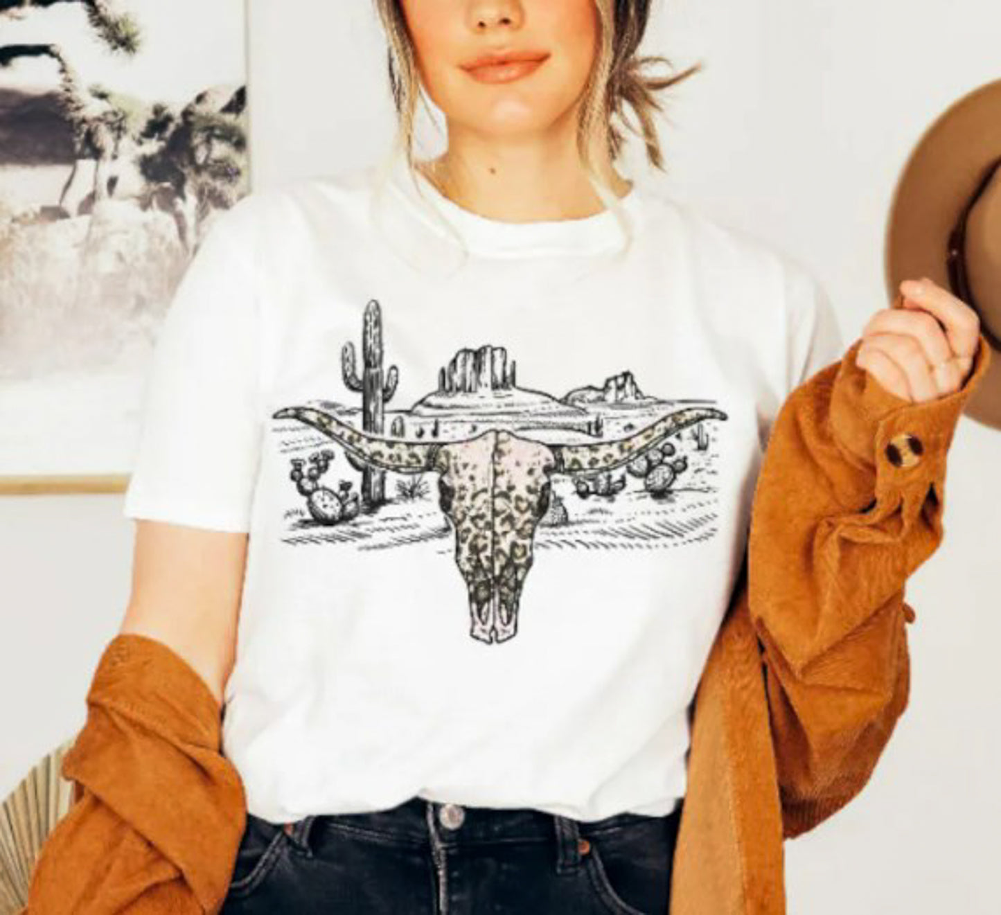 Longhorn Skull With Desert Scape Tee