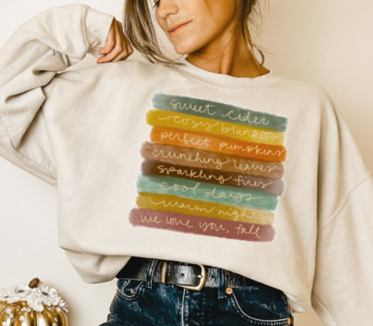 We Love You Fall Watercolor T-Shirt or Crew Sweatshirt