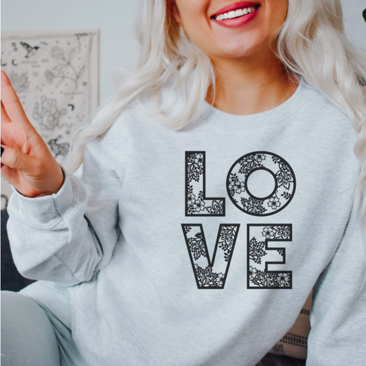 Watercolor Floral Love Crew Sweatshirt