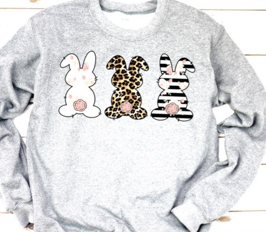 Patterned Bunnies Crew Sweatshirt