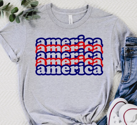 Stacked America T-Shirt or Crew Sweatshirt