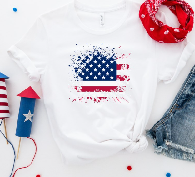 American Flag Paint Splatter T-Shirt or Crew Sweatshirt