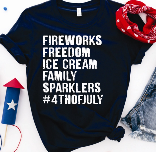 FIreworks Freedom Ice Cream Family Sparklers T-Shirt or Crew Sweatshirt