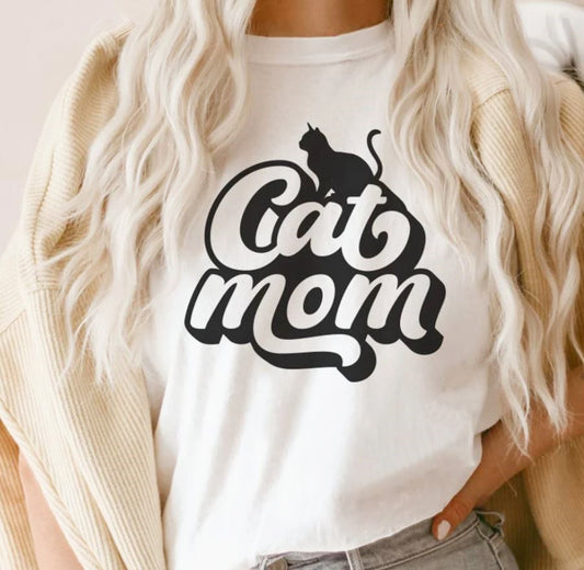 Cat Mom T-Shirt or Crew Sweatshirt